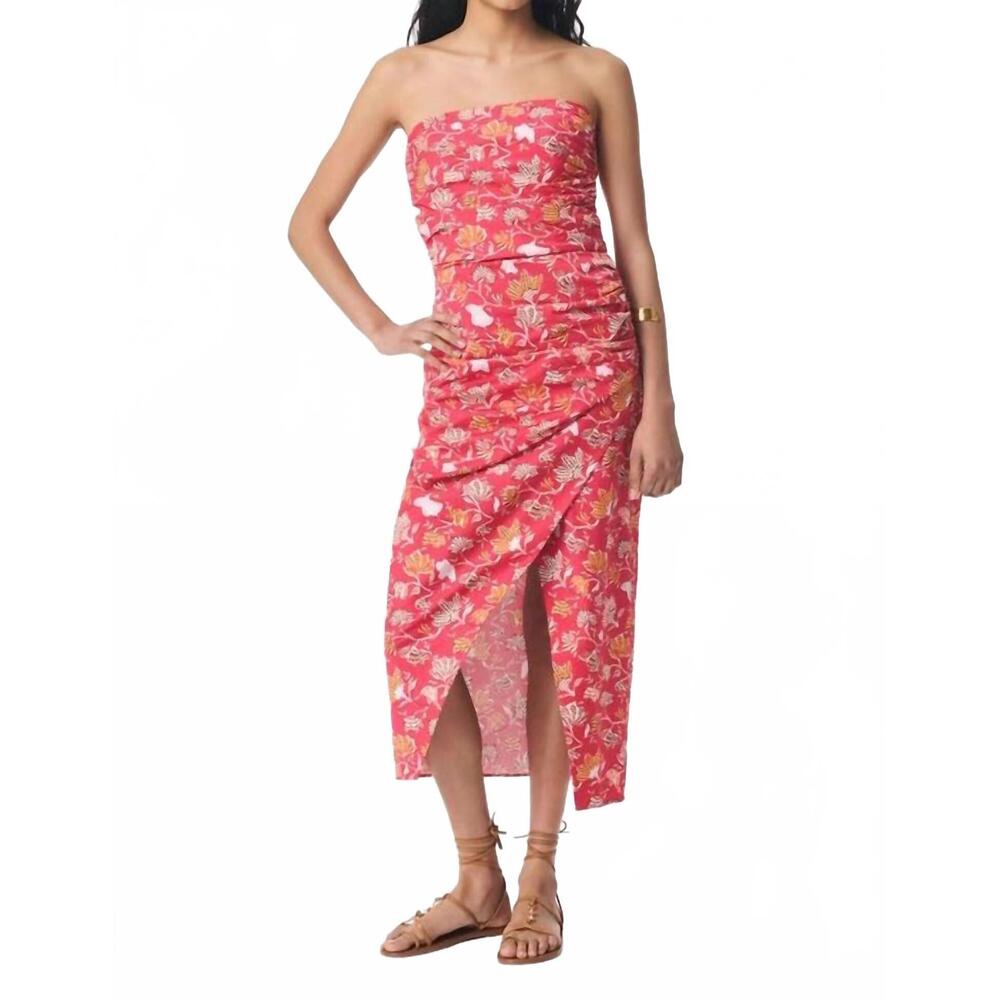 NEW VANESSABRUNO cleopatre strapless midi dress in fuchsia